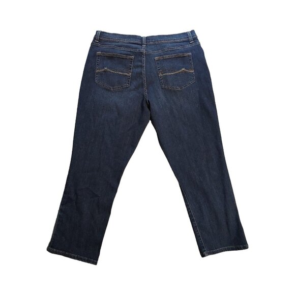 Lee Slimming Fit Cropped Jeans Women's Size 14 Medium Dark Wash Mid Rise Stretch - Picture 2 of 9